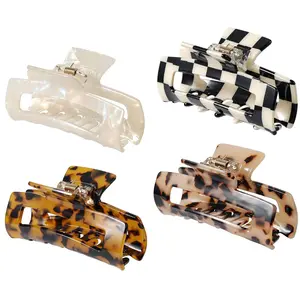 4PCS Hair Claw Clips Set – Acetate Banana Clips, French Butterfly Jaw Clips, Mermaid Leopard Print Hair Accessories for Women & Girls