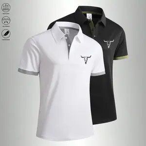 Set of 2 men’s casual polo shirts with button design, comfortable and breathable, suitable for outdoor activities and everyday leisure; men’s tops.,summervibes