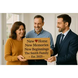 New Home, New Memories Personalized Realtor Gift Sign – Custom Engraved Wood Plaque