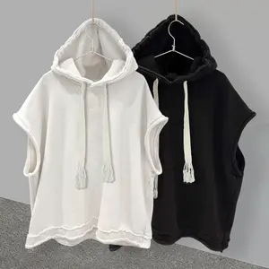 Hooded sleeveless t-shirt men's summer splicing versatile solid color casual vest handsome