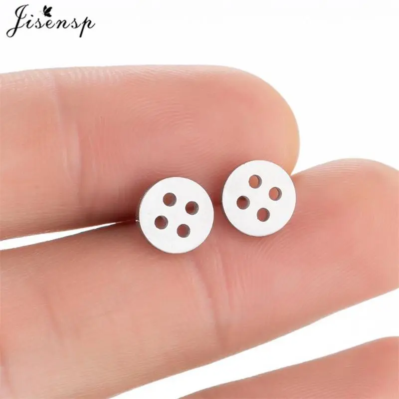 Vintage Geometry Button Shape Stud Earrings Female Funny Jewelry Bohemia Round Small Earring for Girls Womens Accessories