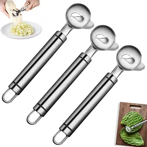 Home Master 3 PCS Stainless Steel CactusPeeler Set - Ergonomic Blade Tool for Peeling, Slicing, and Cutting - Silver Color,Easy to Clean, Hanging Design for KitchenTasks