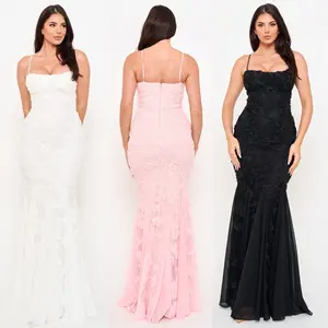 Blushing Lace Mermaid Maxi Dress – Elegant Formal Evening Gown | La Belle Gina Boutique