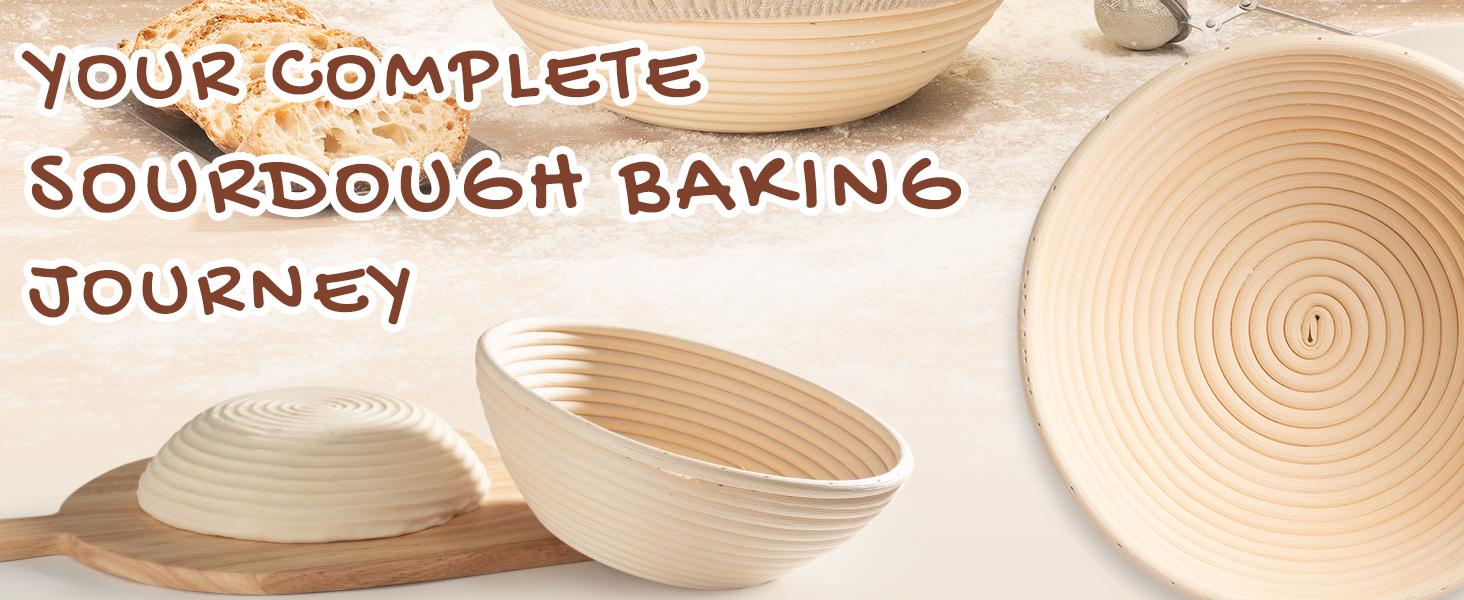 Astercook 56-Piece Sourdough Starter Kit with Round & Oval Banneton Baskets – All-in-One Bread Making, Proofing & Baking Supplie Bake Bakeware