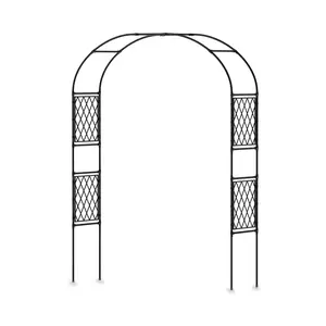 87" x 60" Heavy-Duty Metal Garden Arbor Arch Trellis, Black Outdoor Decorative Archway for Weddings, Climbing Plants, Patio, Lawn, Backyard, Pathway & Seaside