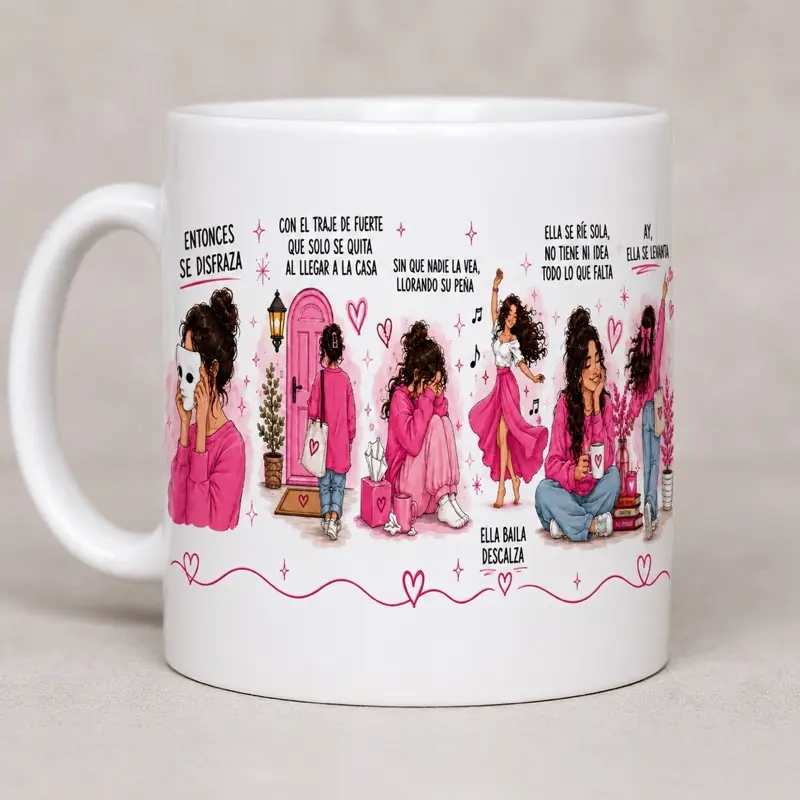Ceramic Single Drink Cup - "A la Niña que Fui" Song-Inspired Motivational Mug for Women, Washable Kitchenware Drinkware, Gift Idea, Multicolor
