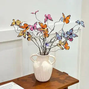 5-Color Artificial Butterfly Branche(5/10pcs/set) Simulation Branch Stems Fake Butterfly Floral Arrangement Aesthetic Decor