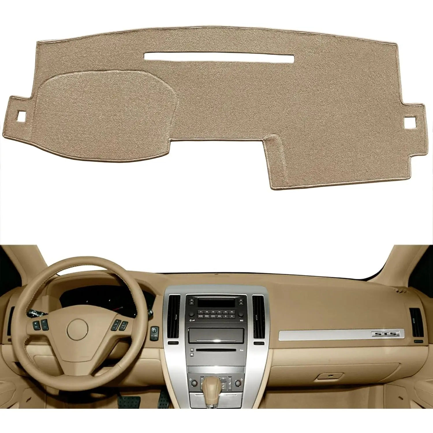 Dash Cover Mat Custom Fit for Cadillac STS Dashboard Pad Cap Carpet Protector K266 (Beige)