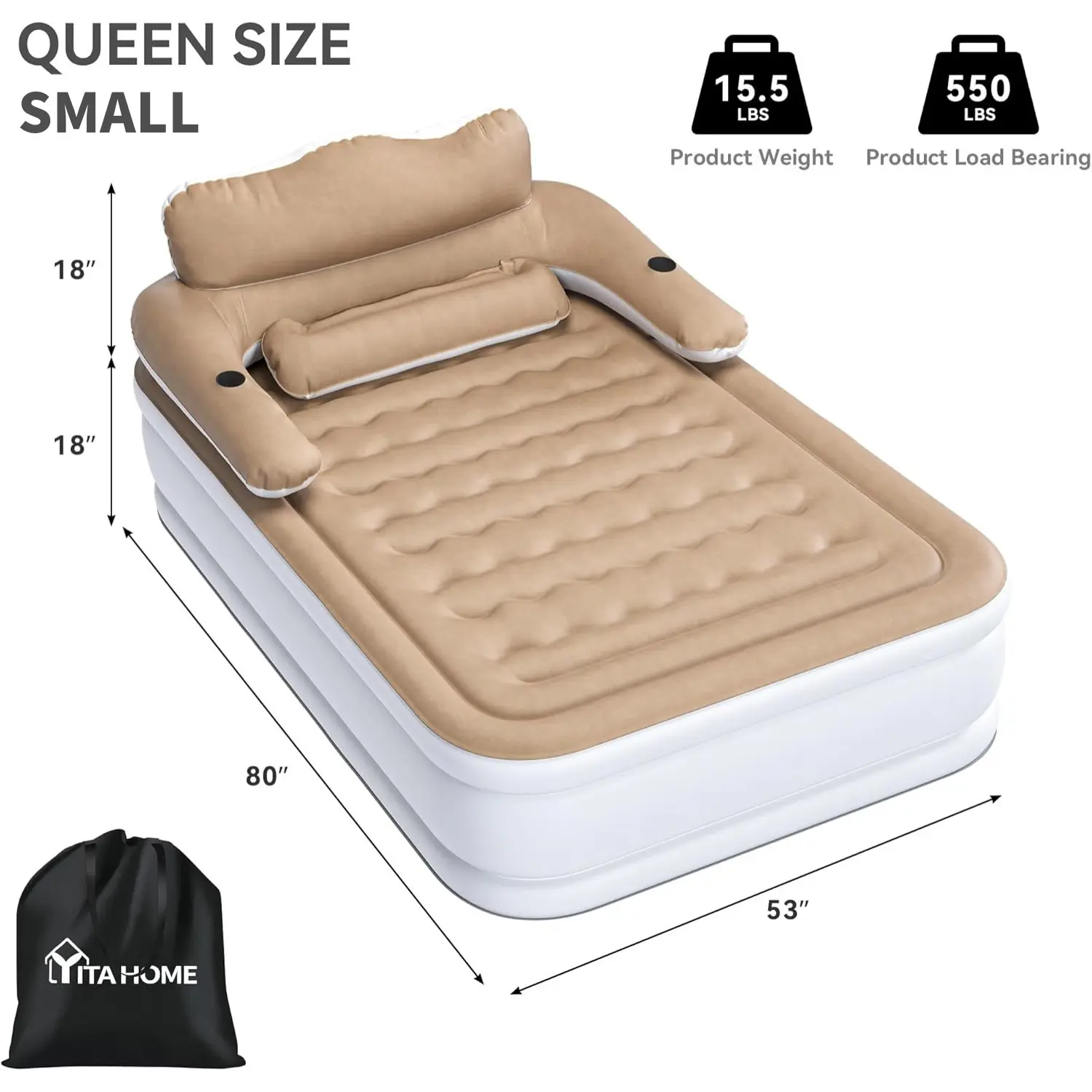 Small Queen - Brown(Headboard Version)