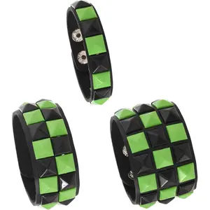 3PcsPunk Bracelet Leather Studded Bracelets Emo Bracelet Adjustable Goth Bracelets for Men Women