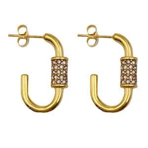 Carabiner Earring with Pavé Simulated Diamonds