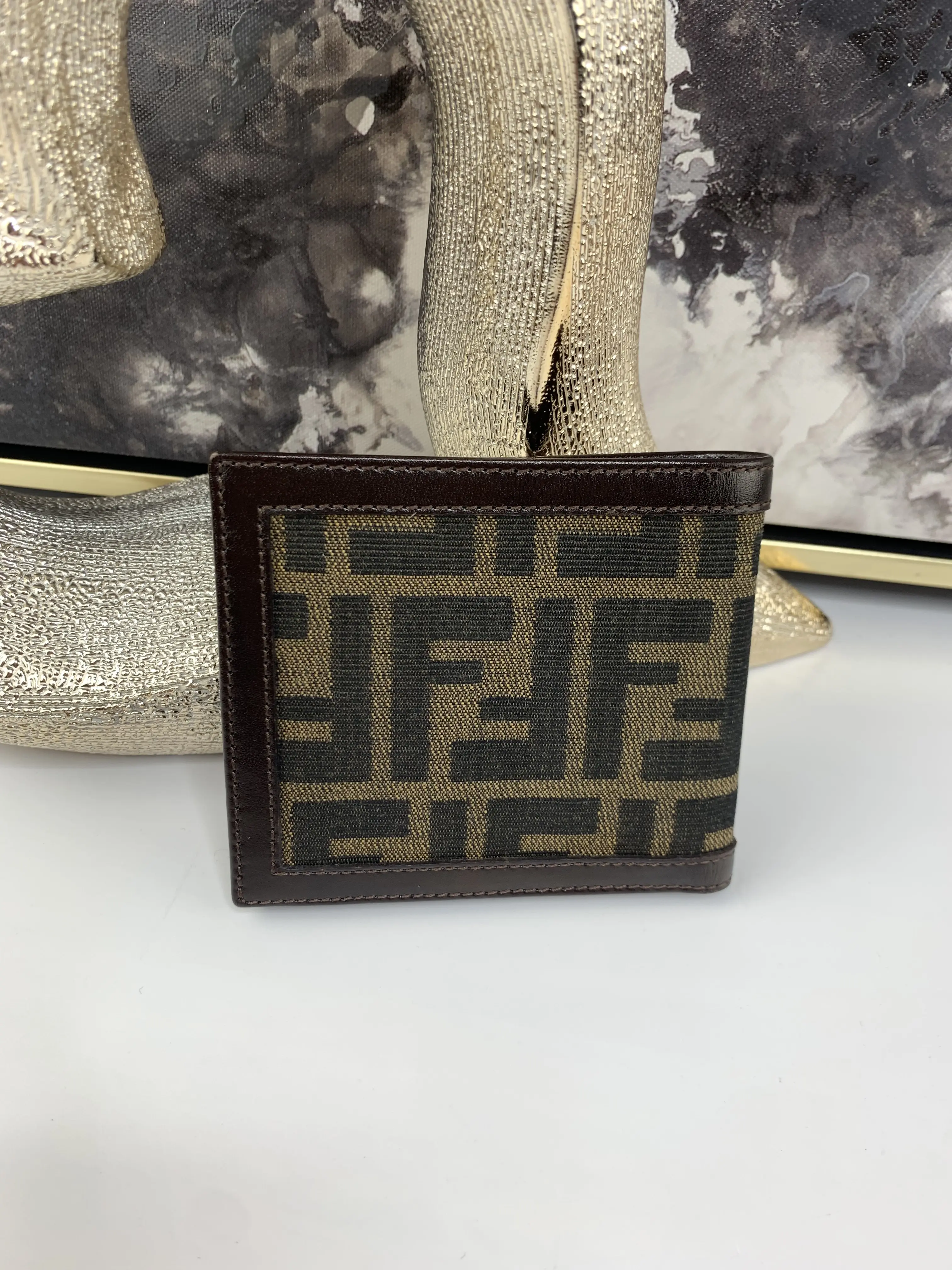 Pre-owned FENDI canvas Small Leather Goods Bifold Mens Wallet