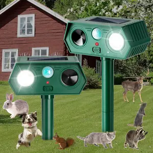 2Pack 2026 Ultrasonic Animal Repellent Outdoor Deer Repellent Devices Solar Animal Repeller Motion Activated Deterrent to Scare Cat Squirrel Rabbit Raccoon Skunk with LED Flash Lights for Yard Lawn