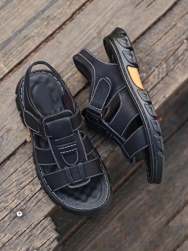 Men's Casual Plain Velcro Sandals, 2024 Fashionable Summer New Open Toe Sandals for Summer, Lightweight Breathable Comfortable Shoes for Daily Wear Men's Casual Plain Velcro Sandals, 2024 Fashionable Summer New Open Toe Sandals for Summer, Lightweight Breathable Comfortable Shoes for Daily Wear