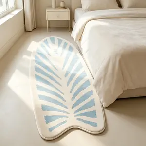 Fresh Sea Salt Tone Surfboard Rug, Polyester Fiber Rug, Soft Comfortable Mat, Decorative Mats, Cozy Floor Mat, Hand Wash Only, Ideal for Bedroom, Living Room, Bathroom, Kitchen, Hallway Decor