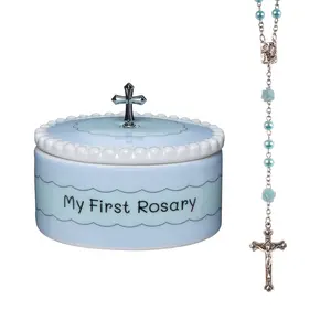 Cascade Goods - Boys My First Rosary Beads and Keepsake Box, Best Baptism Gifts for Boys Children
