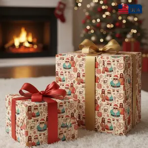 Six Seven Santa And Jesus Wrapping Paper, Funny 6 7 Christmas Gift Wrapping, Festive Wrapping Paper, Seasonal Gift Wrap, Eco-friendly Wrap, Christmas Gift for Him, Gift For Her