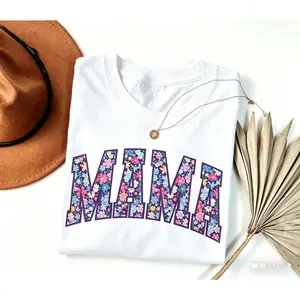 Mama Shirt, Floral Mom Tee, Trendy Mom Tshirt, Women's Flower Mama Shirt, Pregnancy Reveal Gift New Mom