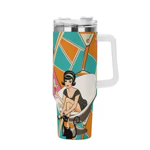 Mid Mod 60s Gal, Atomic Cat, Kitschy Retro Mid Century Modern Designed Stainless Steel Tumbler