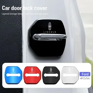 4Pcs Car Door Lock Buckle Protective Covers Zinc Alloy Cover For Lincoln Navigator Continental Nautilus Aviator MKZ MKX MKC MKT MKS Corsair Mark E Car Accessories
