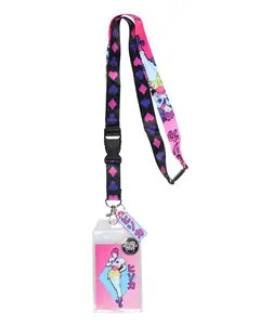Hunter X Hunter Hisoka Morow ID Badge Holder Breakaway Lanyard w/ 1 1/2" Hisoka Katakana Rubber Charm