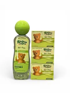 Ricitos de Oro Bio-Pure Baby (1) Shampoo and (3) soap( COMBO) - Fortifies Hair, Adds Shine & Softness, Tear-Free Formula, Includes Rattle Cup, Gentle Daily Use, Ideal for Baby Hair Care, 250 ml, 3-Pack
