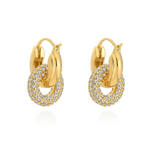 Milan Chiva 14K Gold Plated Small Huggie Dangle Hypoallergenic Earrings for Women Lightweight Trendy Heart Dainty Jewelry for Women