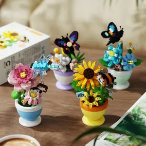 Toy Gift Set, Flower Pot Plant Design, Artificial Mixed Flower, Creative Playthings for Kids, Durable & Safe Material, Perfect for Indoor Use
