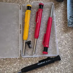 Nicpro 3 Pack Carpenter Pencil with Sharpener, Mechanical Carpenter Pencils with 39 Refills, Construction Pencil Heavy Duty Woodworking Pencils for Architect (Red, Black, Yellow)- With Case