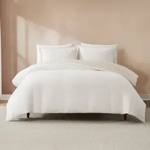 Lush Decor x Chuks Collins Capstone Capstone Whisper Duvet Cover Set - 3-Piece Cotton Bedding with Jacquard Design & Button Closures - OEKO-TEX Certified for Year-Round Comfort