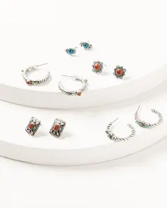 Women's American Heritage Concho Hoop Earring Set - 5 Piece