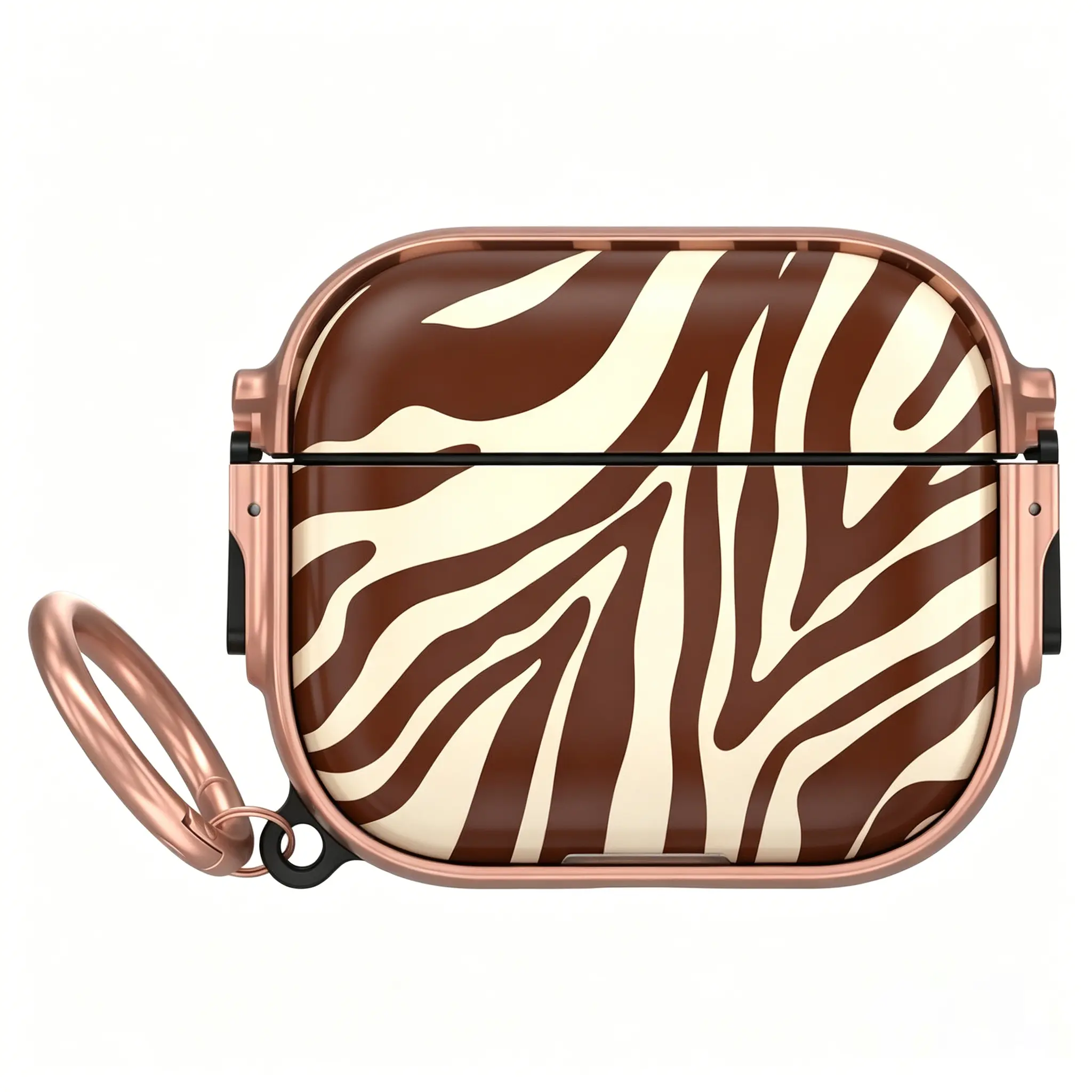 Trendy Animal Stripe Hard Airpod Case, Anti-Drop Durable Headset Shell with Key Ring