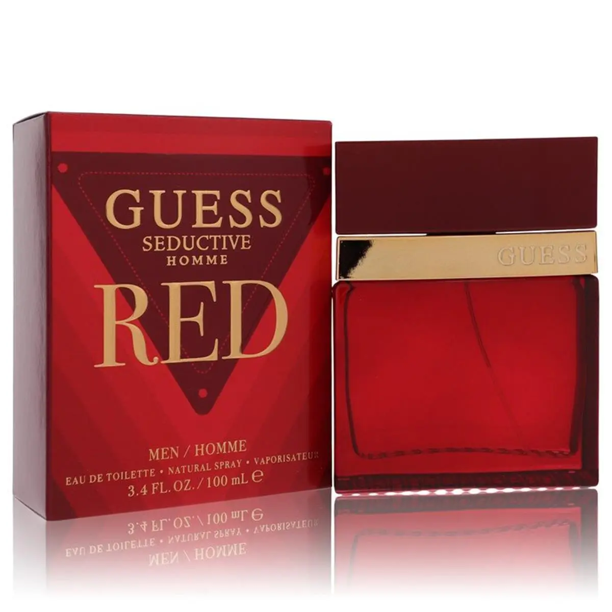 GUESS Seductive Homme Red Eau De Toilette for Men, Glamorous Cologne Fragrance Spray, 3.4 fl oz / 100 ml, Signature Scent, Fragrances, Spray Bottle