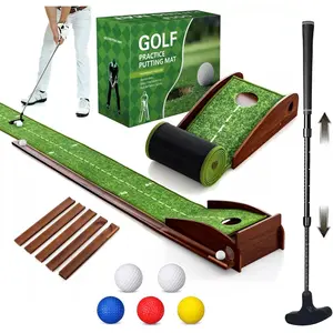 Indoor Golf Putting Mat with Putter & 5 Balls, Auto Ball Return Set,  Matt for , Office, Backyard, Golf