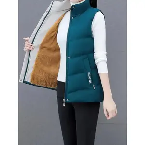 New Autumn and Winter Women's Vest with Fleece and Thickening, Warm No-sleeve Jacket, Outdoor Vest