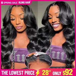 Bling Hair 6x4 7x5 9x6 Glueless LayCut Wig Lace Closure Human Hair Wigs Body Wave Wig 150% Density Pre Cut Ready Go Wigs