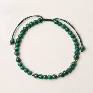 Natural Malachite Bracelet - 3mm Handmade Adjustable Energy Bracelet - Gemstone Beaded Healing Bracelet for Men and Women