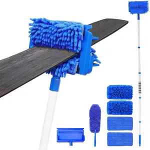 Ceiling Fan Cleaner Duster with 72" Extension Pole & 4  Pads, High Ceiling Fan  Cleaning Tool, Flexible Microfiber Duster for Baseboard,Blinds,Cobwebs,Floor, -Lightweight & Washable