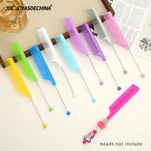 10pcs Creative Diy Beaded Hair Comb Plastic Fine-Tooth Combs for All Hair Types