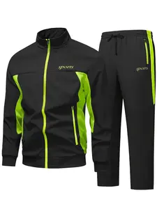 Men’s 2-Piece Athletic Set - Zip Stand-Collar Sports Jacket, Drawstring Sweatpants for Casual Fitness, Jogging Athleisure Outfit
