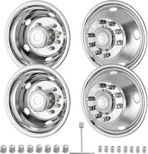 19.5" 10 Lug Stainless Steel Wheel Simulators,Hubcap with Bolt Kit Fit for 2005-2021 Ford F450/F550