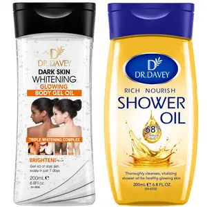 2pcs DR.DAVEY WHITENING GLOWING BODY OIL+RICH NOURISH SHOWER OIL Body essential oil set, skin care oil, moisturizing and hydrating care, suitable for all seasons, portable for travel for Body, Face, Hand,Foot, Lip, Eye