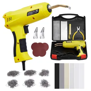 【fathersdaygift】VEVOR Plastic Welding Kit, 220W Plastic Welder Gun with 1200PCS Hot Staples & 76PCS Welding Rods, Professional Hot Staple Welding Gun with LED Light, Carrying Case for Kayak, Toys, Car Bumper Repair