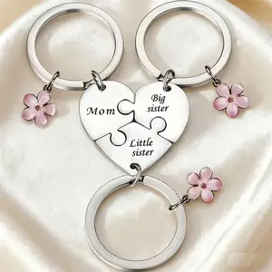 3Pcs/4Pcs Mom & Daughter Keychain,  Split Mom Big Little Sister Love Broken Heart Pendant, Sentimental Gift for Mothers & Daughters - for Daily