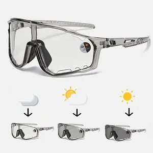 Color-Changing Outdoor Cycling Sunglasses, Unisex Large Frame, Trendy Day-Night Use, Eye Protection, Full Frame Design, PC and Tr Material