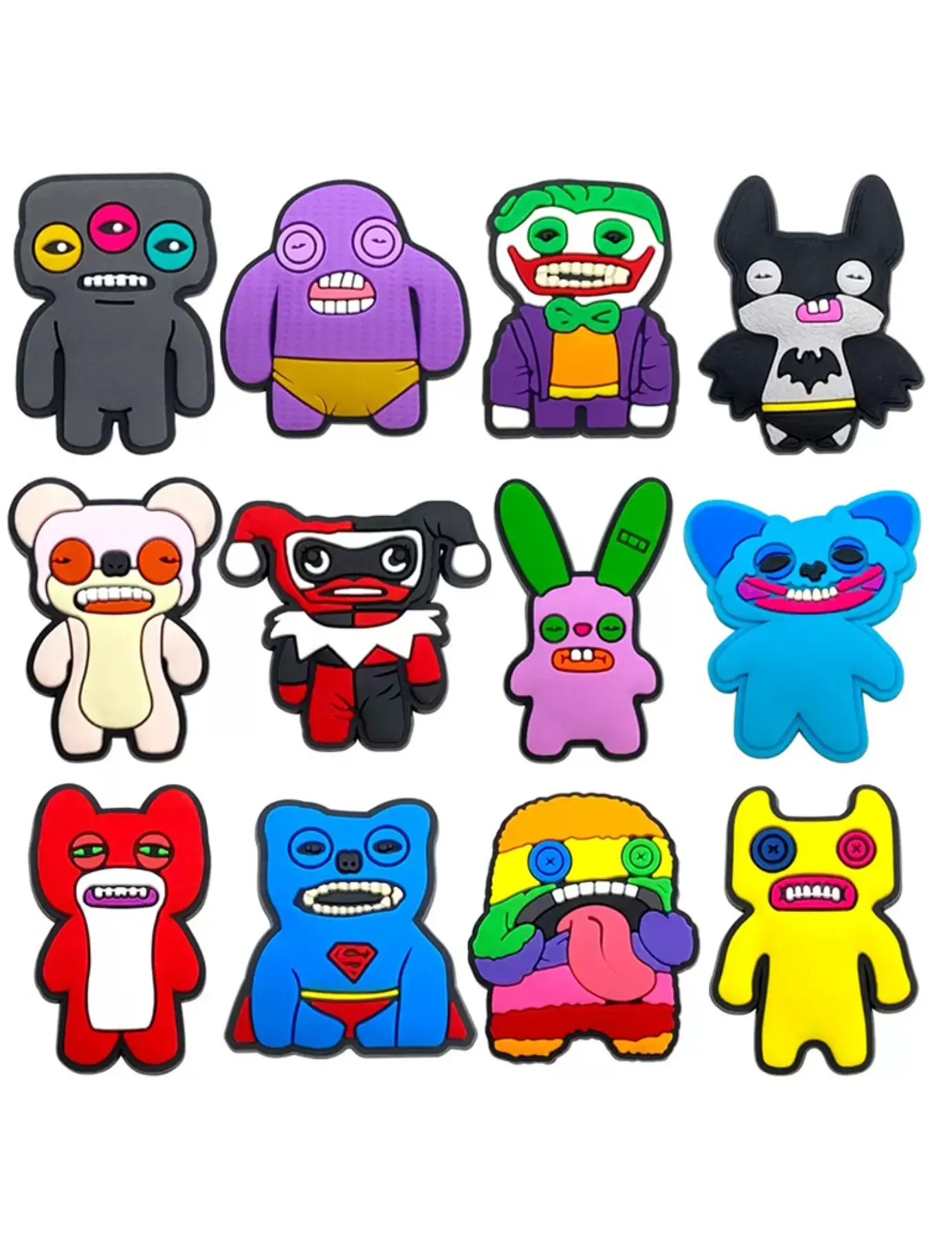 12 Pcs Cartoon Monster Cute Shoe Charms For Bubble Slides Clogs Sandals,PVC Shoe Decorations Accessories Buckle For Christmas Birthday Gifts, Shoe Decoration Set, Decorative Shoe Accessories