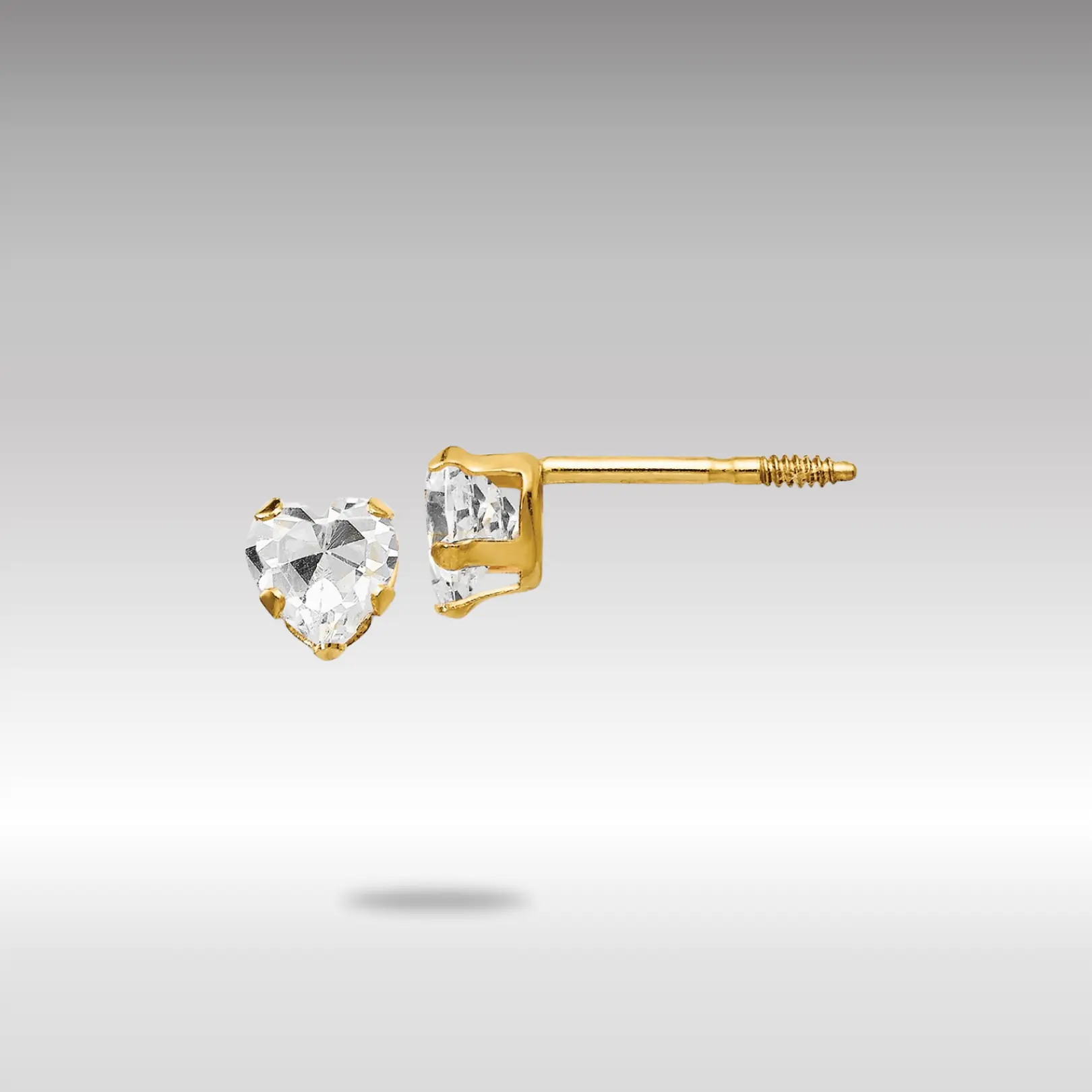14K Gold Madi K 4mm White CZ Heart Earrings - Model GK144WCZ