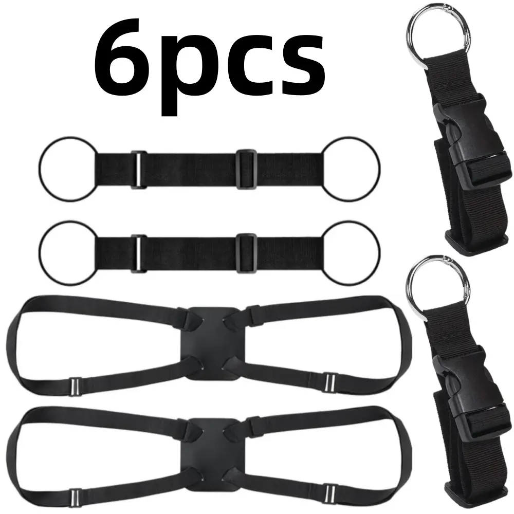 6 piece Elastic Bungee Strap Luggage Connector Strap for Extra Bags Travel Suitcase Elastic Strap Belt for Carry-On and Backpacks