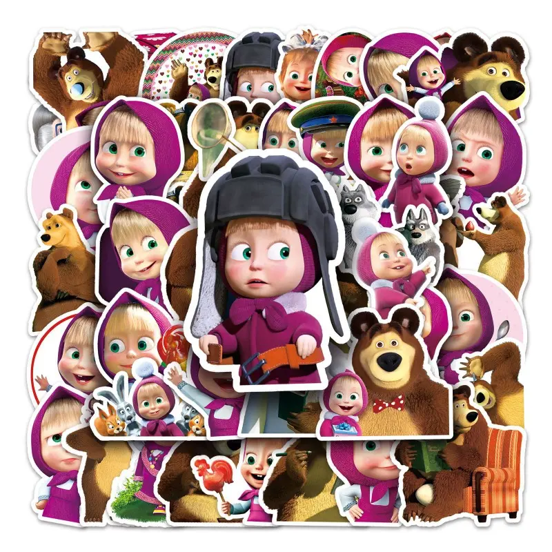 50pcs Cartoon Masha and The Bear Graffiti Stickers Decals Suitcase ...