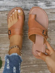 Summer Beach Flat Toe Slip-On Sandals, Elegant Open Toe, Perfect for Walking, Comfortable Girls' Shoes, Ideal for Casual Outdoor Use